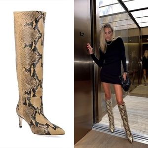 Paris Texas Snake Snakeskin Leather Knee Length Boots, Sz IT 37 US 7, Rare Style